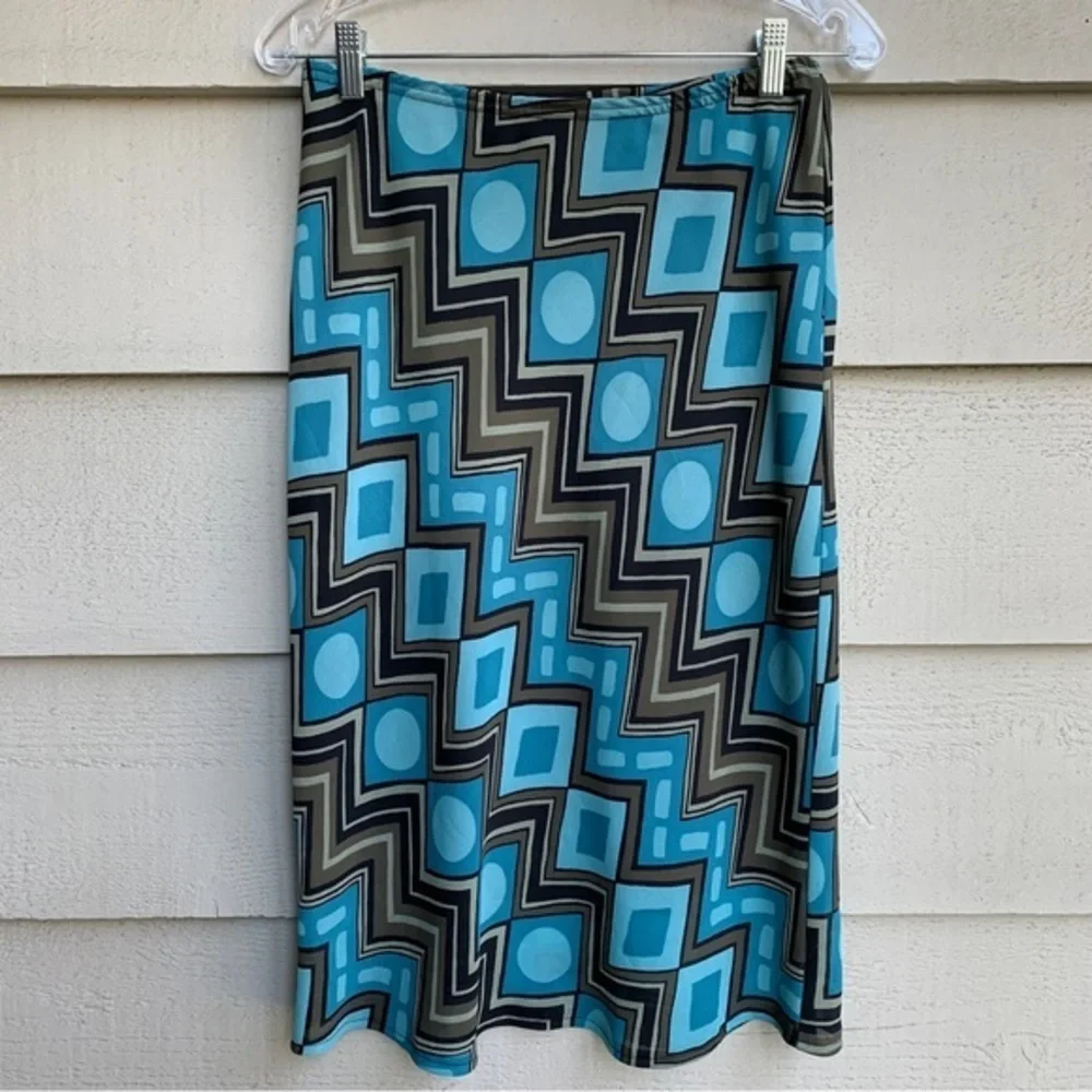 Vintage Geometric Skirt Ecru Brand 90s Y2K Slip Style Made in USA Size Medium
